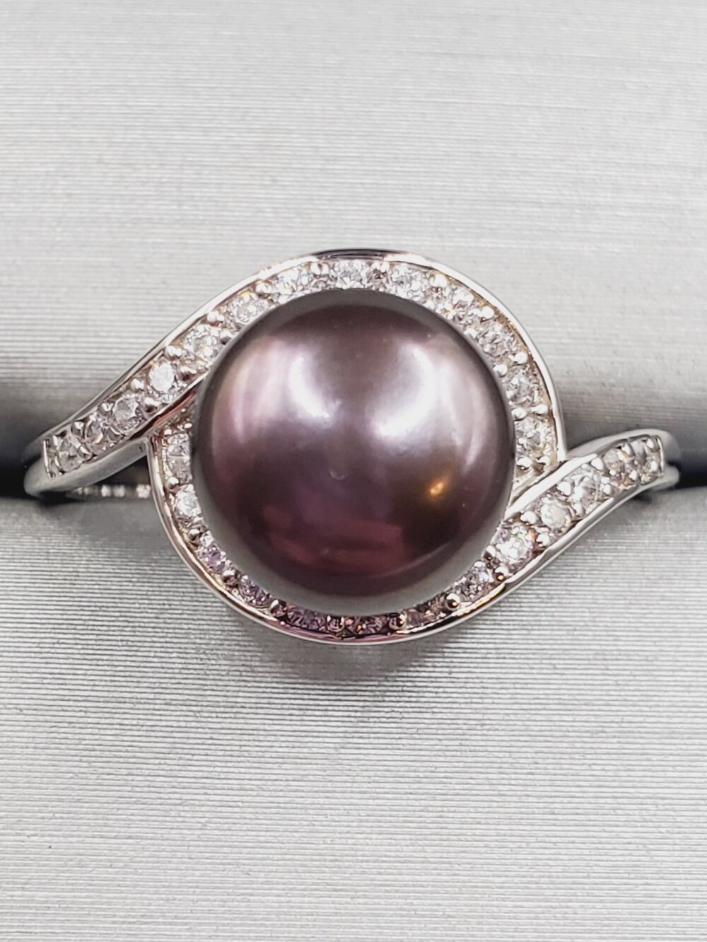 Peacock Freshwater Pearl 925 Sterling Silver Halo Twist Ring